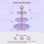 Pack of 10 NWK Cake Stand Set, with 3 x Two-Tier and 3 x Three-Tier Cupcake Stands, 4 x Appetizer Trays, 1 x Tablecloth for Birthday Bridal Baby Shower Party (Purple)