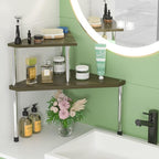 Weenson Bathroom Counter Organizer Corner Shelf - 2 Tier Bathroom Organization Bamboo Bathroom Sink Shelf Kitchen Countertop Organizer Adjustable Free-Standing Counter Storage Shelf(Antique)