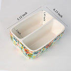 2 Compartments Ceramic Sponge Holder for Kitchen Sink, Cute Floral Countertop Dish Sponges Holder Soap Sink Organizer Farmhouse Caddy (Mint Green)