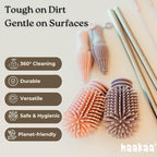 Haakaa Silicone Cleaning Brush Kit – Household Cleaning Brushes for Bottles and Crevices – Food-Grade Silicone: Dishwasher Safe (Kit-Lime)