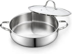 Cooks Standard 5.5-Quart Multi-Ply Clad Stainless Steel Deep Sauté Pan, 12-inch Frying Pan, Large Skillet with Lid Chef Induction Cookware, Stay-Cool Handle
