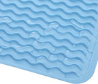 MicoYang Silicone Dish Drying Mat for Multiple Usage,Easy clean,Eco-friendly,Heat-resistant Silicone Mat for Kitchen Counter or Sink,Refrigerator or drawer liner Light Blue L 16 inches x 12 inches