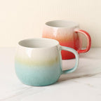 Ceramic Coffee Mugs Set of 2, 11oz, Microwave & Dishwasher Safe, Cute Round Cups for Coffee, Tea, Latte, Cocoa - Perfect for Home, Office, and Gifting