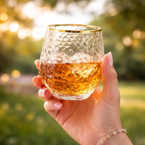48 Pack Ribbed Stemless Champagne Flutes Gold Rim – 24 9oz Mimosa Glasses & 24 12oz Plastic Cups, BPA-Free Disposable Shatterproof Toasting Glasses for Weddings, Parties, Cocktail Wine Bar Events