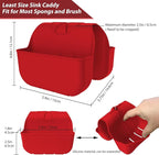 Sponge Holder for Kitchen Sink, Silicone Sink Saddle Caddy Organizer Rack, Sponges Holder Over Faucet, Hanging Kitchen Organizer Accessories Rack Basket - Red