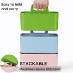 Multiuse Caddy Organizer with Handle, Portable Divided Plastic Tote Bin - Art Craft, Stationary Pen Marker Crayons, Makeup Hair Supplies Storage - Bathroom, Classroom, Dorm, Office, Desk Holder -Green