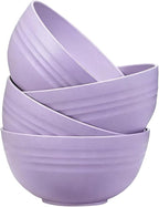 Unbreakable Wheat Straw Cereal Bowls Set of 4, 24 OZ Microwave and Dishwasher Safe Lightweight Soup and Salad Bowl Sets, Reusable Dessert Bowls for Rice, Pasta, Snack, Fruit, BPA Free (Purple)