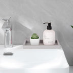 Bathroom Tray, Small Vanity Tray Silicone Soap Dish Sponge Holder Kitchen Sink Organizer Bathroom Accessories for Countertop, Toilet, Shower - Light Grey
