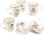 LEHAHA Farmhouse Coffee Mugs Set,16 OZ Animal Large Ceramic Mugs with Handle, Set of 6, Christmas Porcelain Cups for Coffee, Tea, Cocoa, Office and Home Use, Practical Gift, Assorted Design
