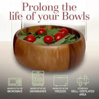 Woodard & Charles Acacia Wood Large Individual Salad Bowl, Snack Serving Bowl, 6 1/2" x 2 1/2"