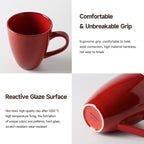 MONITO 17 OZ Coffee Mugs Set of 6, Large Ceramic Blue Coffee Mugs Set with handle for Tea/Latte/Milk/Cocoa, Funny Tea Cups for Office and Home, Engagement Gifts. (Red)