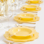 COLOSUS Yellow Plastic Party Bowls (60 Pack) 12 Oz Disposable Soup/Salad Bowl, Fancy Shatterproof Dinnerware for Catering, Holidays, Weddings, and Everyday Use