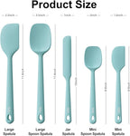Redfly Silicone Spatula Set, 5 Piece Food Grade Silicone Cooking Utensils Set, Rubber Spatula Heat Resistant Nonstick for Baking, Cooking, Kitchen Utensils Dishwasher Safe Green