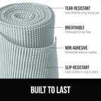GORILLA GRIP powerGRIP Drawer Shelf and Cabinet Liner, Thick Strong Hold, Non-Adhesive Liners Protect Kitchen Cabinets and Cupboard, Bathroom Drawers, Easy Install, Breathable Mat, 12" x20', Spa Blue