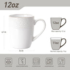 famiware Coffee Mugs Sets for 6, 12 oz Mug Set, Coffee Cups with Handle for Coffee, Tea, Cocoa and Milk, Microwave and Dishwasher Safe, White Floral (Pack of 2)