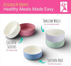 Elk and Friends Kids Porcelain Bowls with Silicone Suction Sleeves | Suitable for Babies/Toddlers | Microwave & Dishwasher Safe | Stay Put Dinnerware | Snack Dishes | 2 Pack