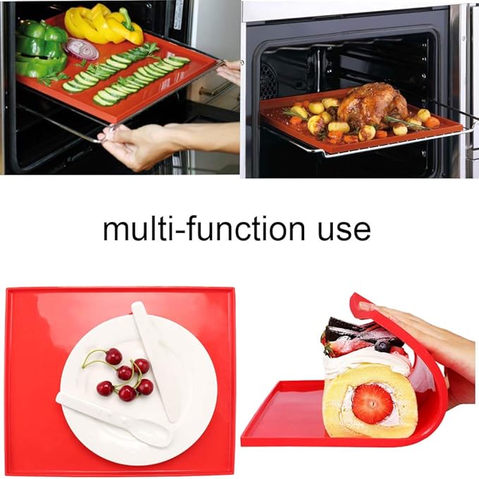 Swiss Roll Cake Mat - Flexible Multipurpose Silicone sheet Nonstick jelly roll pan Baking Tray Pastry Mat Pizza Cookies Mold（set of 2）