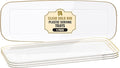 R-kay 4 Pack Plastic Serving Trays For Party - Gold Serving Tray 17 by 6.5 Inch - Heavy Duty Clear Trays For Food - Long Party Serving Trays For Entertaining - Clear Platters