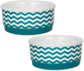 Bone Dry Ceramic Pet Collection Chevron, Small Set, 4.25x2, Teal, 2 Piece