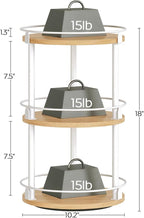 3-Tier Lazy Susan Organizer, Rotating Spice Rack, Spinning Organizer, Industrial Turntable Spice Rack Organizer for Cabinet, Kitchen Countertop, Pantry, White and Natural SR23WN