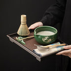 Matcha Whisk Set, Ceramic Matcha Kit Set Includes Matcha Bowl, Matcha Whisk and Holder, Bamboo Scoop and Spoon, Scoop Rest, Sifter and Tea Towel - 8 Pcs Matcha Kit for Matcha Lovers, Green