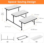 3 Tier Serving Tray for Party, 14"x7" Tiered Serving Platters with Steel Display Stand for Sevring Food,Cookies,Veggie, Dessert,Fruit, Black