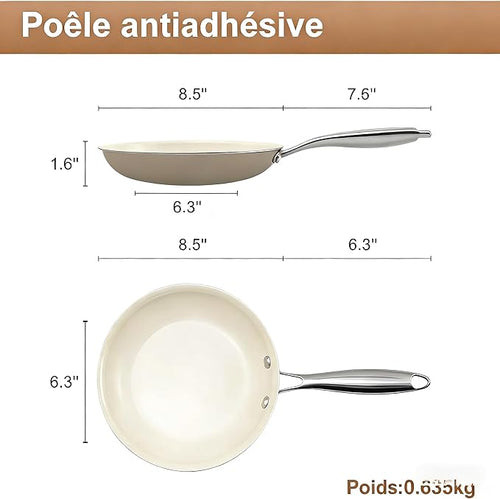 9.25 Inch Ceramic Nonstick Frying Pan Skillet - PFAS-Free, Non-Toxic, Oven Safe & Induction Ready, Aluminum Cookware with Stainless Steel Handle