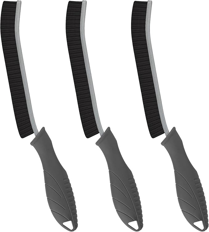 FOOGWEE Hard Bristle Crevice Cleaning Brush - Cleaning Supplies - Household Crevice Cleaning Tools - Multi-Purpose Crevice Brushes for Kitchen, Toilet, Window, Vehicle, Faucets, Grout (3, Grey)