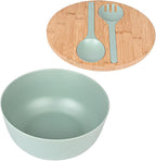LOVYANXUE Bamboo Fiber Salad Bowl with Servers Set Large 9.8inches Nature Bamboo Mixing Bowl with Servers with Lid Spoon and Fork for Fruits,Salads and Vegetables