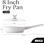THE ROCK SOHO 8-Inch Non Stick Frying Pan with Lid–Nothing Sticks, Never Warps, Lasts Longer, Ceramic Non Toxic Skillet with Heat-Resistant Handle, PTFE PFOA & PFAS Free, Dishwasher Safe, Cream