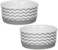 Bone Dry Ceramic Pet Collection Chevron, Small Set, 4.25x2, Gray, 2 Piece