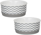 Bone Dry Ceramic Pet Collection Chevron, Small Set, 4.25x2, Gray, 2 Piece
