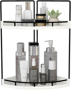 Dorhors 2-Tier Rustic White Corner Bathroom Shelf