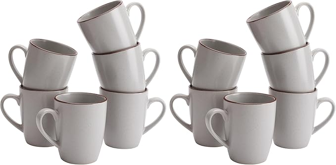 famiware Venus Coffee Mugs for 6, 14 oz Mug Set, Dringking Cup with Handle for Coffee, Tea, Cocoa, Milk, Ligth Gray (Pack of 2)