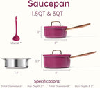 CAROTE Stainless Steel Saucepan Set, 2 Sauce Pans, Purple