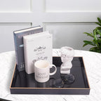 MAONAME Black Serving Tray with Handles, Rectangular Decorative Tray, Modern Coffee Table Trays, Plastic Ottoman Trays for Bathroom, Decor, 15.7” x 11.8” x 1.57"