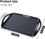 1PCS Large Non-Slip Serving Tray with Handles TV Lap Trays for Eating on Couch Food Serving Tray with Silicone Grippy Dots for Dinner Snack Fruit Dessert Breakfast (Black - 1pcs)