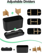 GFWARE Black Toothbrush Holder, Bamboo Toothbrush and Toothpaste Holder with Drainage, Electric Kids Matte Black Toothbrush Holders Set Organizer for Bathrooms Countertop Accessories Storage