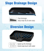 AIMAIAIMAI 3-Pack Silicone Soap Dish Set – Bar Soap Holder with Self-Draining Design, Easy-Clean Tray for Shower, Bathroom, Kitchen, and Tub (Black)