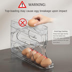 Sotfamily Clear Egg Holder for Fridge, Auto Rolling Egg Dispenser for Eggs 36 Count, FIFO Design, Space-Saving Egg Roller, Organizer, Container, Storage for Refrigerator & Kitchen Countertop(2 Packs)