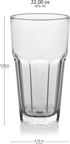Libbey Gibraltar DuraTuff Drinking Glass Drinking Cup Set, Iconic Heavy Base Bar Glassware hick Drinking Glasses Set of 12, 22-Ounce Tall Drinking Glasses