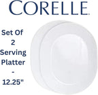Corelle 12-1/4-Inch Serving Platter, Winter Frost White - 2-Pack with 2-Quart Serving Bowl, Winter Frost White 2PK - Set of 4
