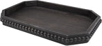 Hrastany Wood Rustic Serving Tray with Beads, Farmhouse Vintage Black Decorative Tray for Table Centerpiece, Christmas Wedding Halloween Home Decor