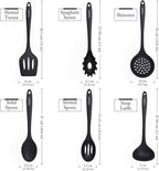 Culinary Couture Black Silicone Kitchen Utensils Set of 6, Non-Stick Heat-Resistant Silicone Kitchen Utensils Set with Steel Inner Core