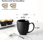 DOWAN Coffee Mugs, Black Coffee Mugs Set of 6, 16 oz Ceramic Coffee Cups with Large Handles for Men Women, Porcelain Big Mug for Tea Latte, Mug Gifts for Home Office Party