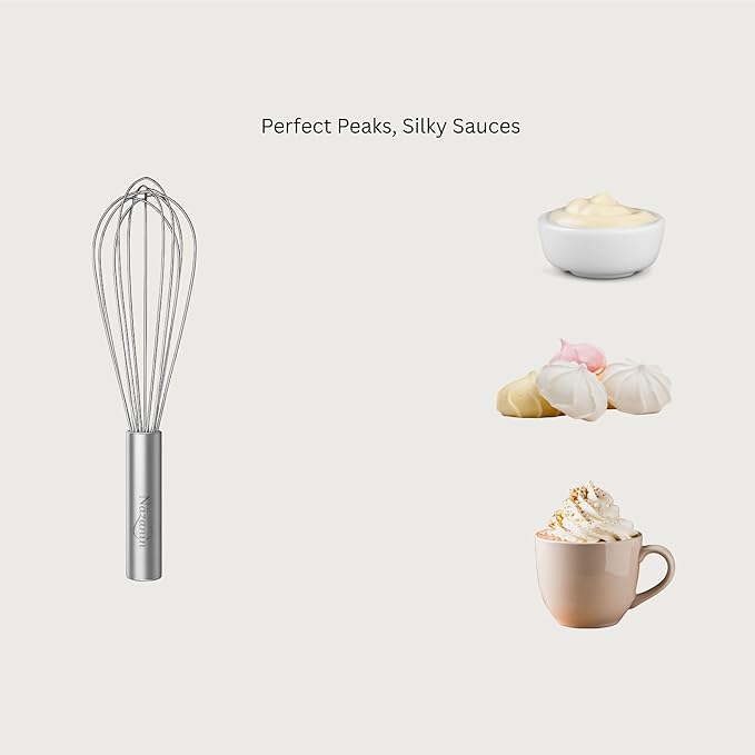 NAZANIN 3-Piece Whisk Set – 304 Stainless Steel Mixing Whisk, Danish Dough Whisk, Semi-Automatic Egg Whisk – Heavy Duty Hand Whisks for Baking, Dough, Eggs, Coffee, Kitchen Tools