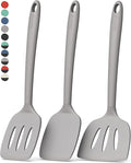 Coukre 3 Pack Silicone Spatula Set, High Heat Resistant, BPA-Free, Fish Spatula, Solid & Slotted Turner for Non-Stick Pans, Flipping Eggs, Pancakes, Fish, Burgers (3, PureGray)