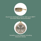 Bloomhouse - Two Time Oprah's Favorite Things Winner - 8 Inch Heavy Duty Aluminum Premium PFA Free Ceramic Nonstick Saute/Deep Frying Pan Skillet - Cappuccino Cream with Gold Handle