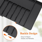 Lifewit Silverware Drawer Organizer, Expandable Utensil Tray for Kitchen, BPA Free Flatware and Cutlery Holder, Adjustable Plastic Storage for Spoons Forks Knives, 18- 33 x 18.5", Black