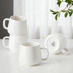 Teocera Coffee Mugs Set of 4-12oz Chip-Resistant Ceramic Cups with Ergonomic Handle | Dishwasher & Microwave Safe White Mugs | Keeps Beverage Hot, Perfect for Family Kitchen & Holiday Gifts